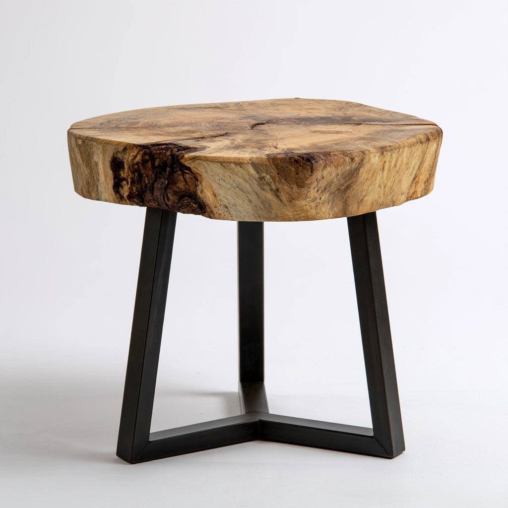 Table d'appoint en bois, coloris brun naturel