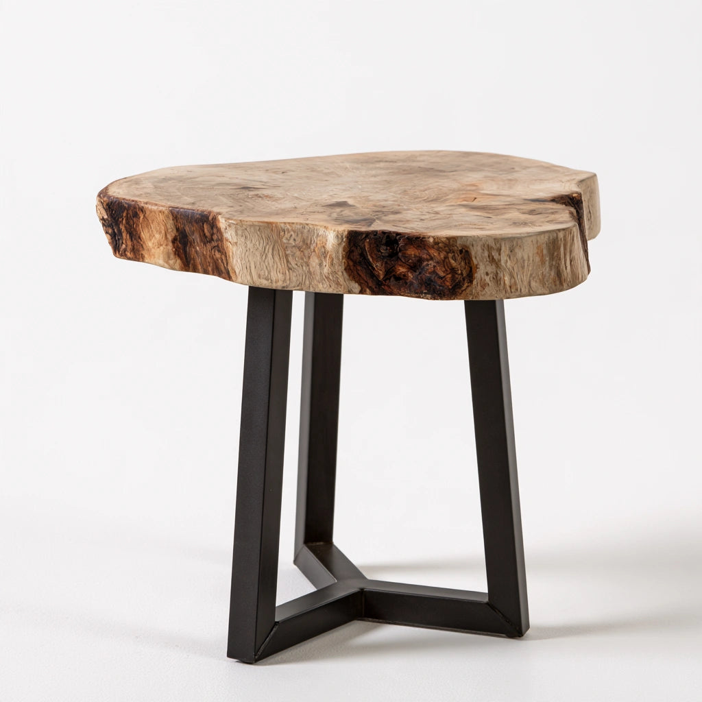 Table d'appoint en bois, coloris brun naturel