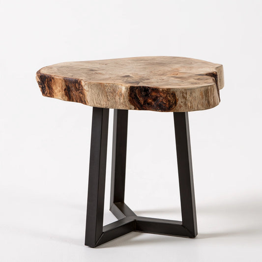 Table d'appoint en bois, coloris brun naturel