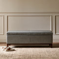 Banc avec rangement en cuir, coloris gris