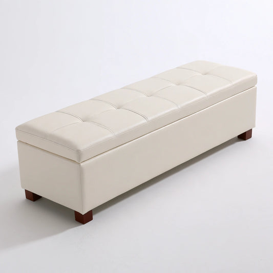 Banc coffre rembourré aux lignes épurées, coloris gris