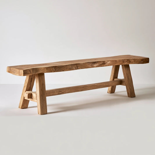 Banc décoratif en bois, coloris brun naturel