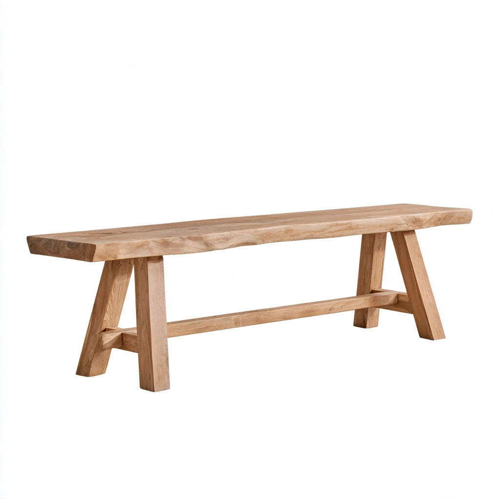 Banc décoratif en bois, coloris brun naturel