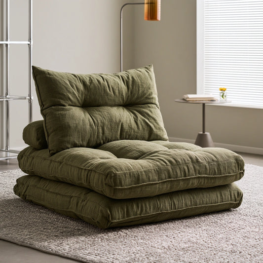 Fauteuil de sol en tissu, coloris vert olive