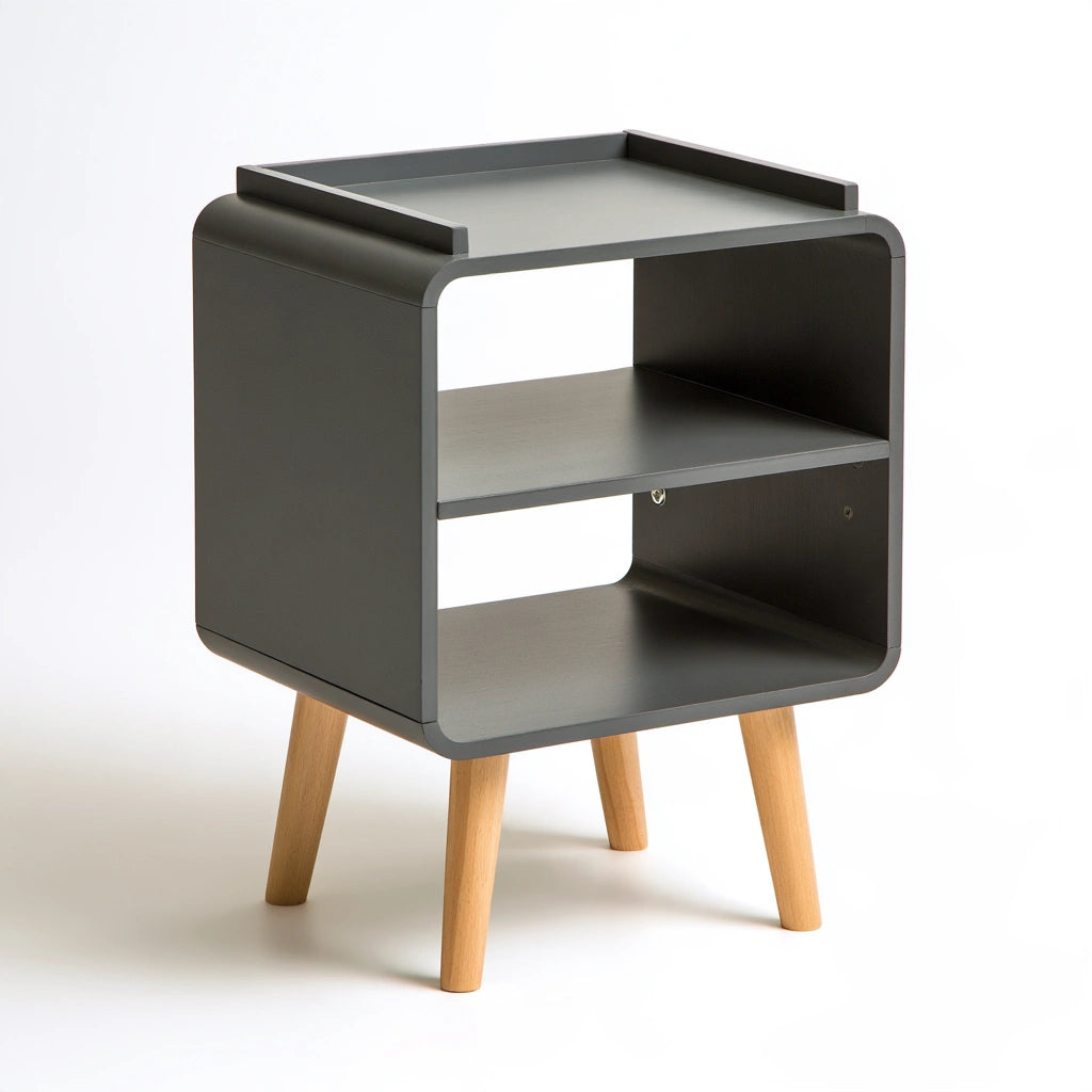 Table de chevet aux lignes épurées, coloris gris foncé
