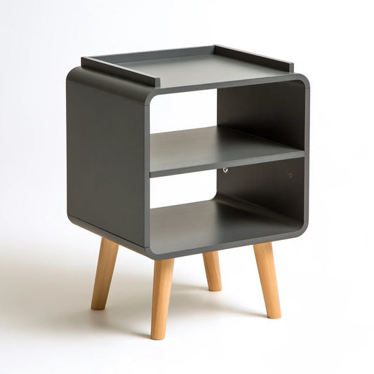 Table de chevet aux lignes épurées, coloris gris foncé
