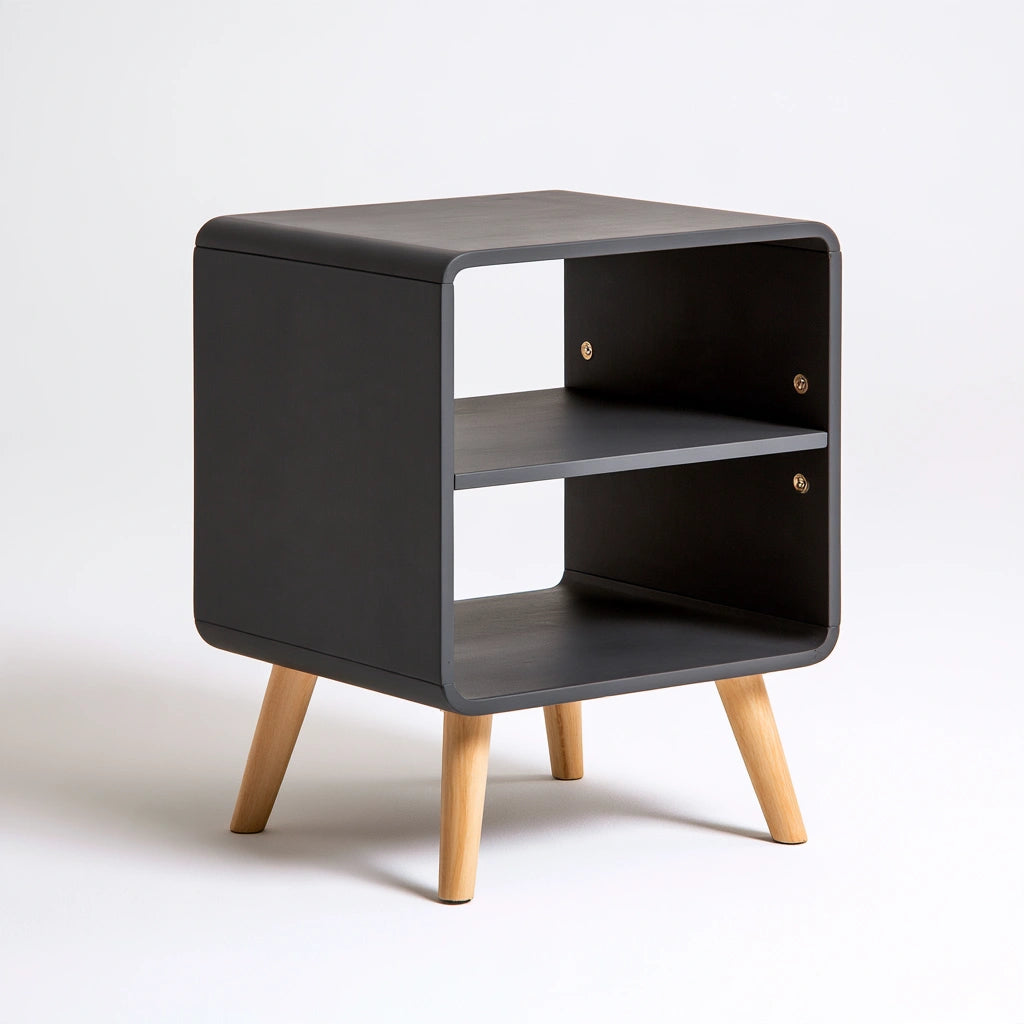 Table de chevet aux lignes épurées, coloris gris foncé